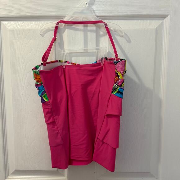 Hula Moon by Jam's World‎ hot pink retro print top tankini bathing suit top M - Picture 2 of 10